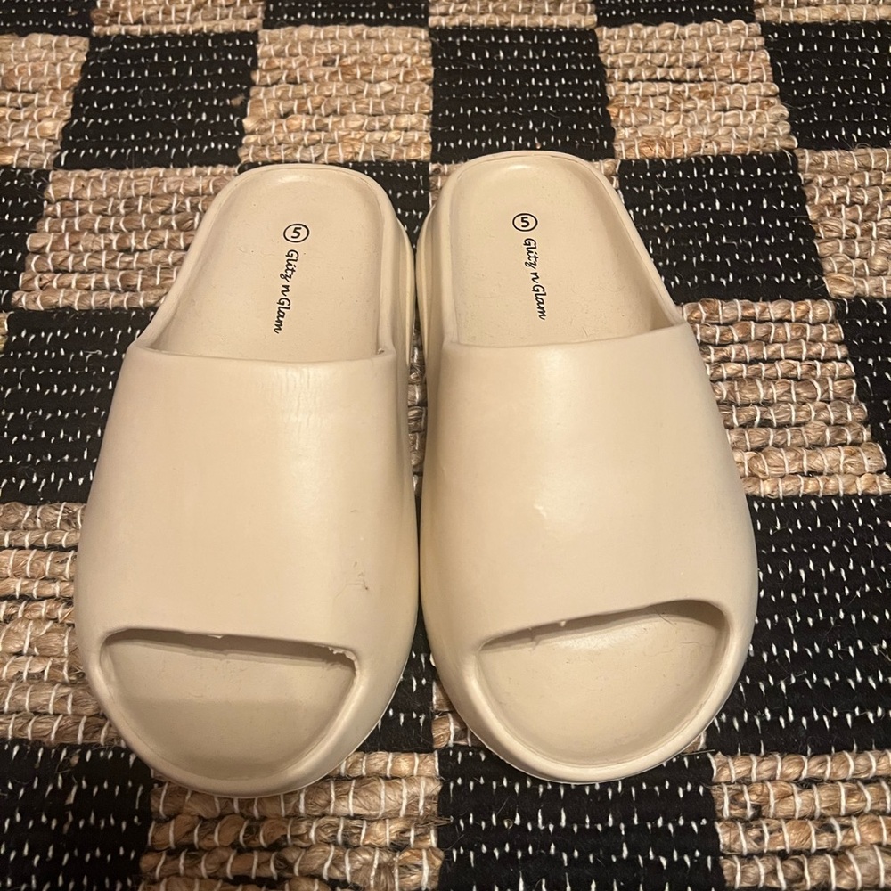 Cream Slide Sandals by City Classified